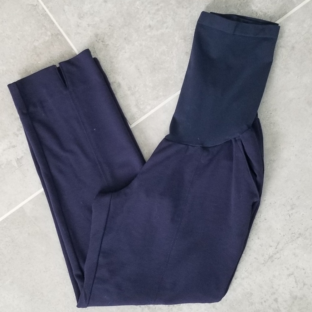 Navy ponte maternity ankle pants
